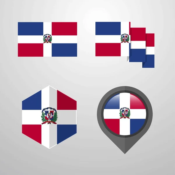 República Dominicana Bandera Diseño Conjunto Vector — Vector de stock