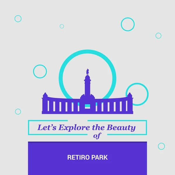 Lassen Sie Uns Die Schönheit Des Pensionro Park Madrid Erkunden — Stockvektor