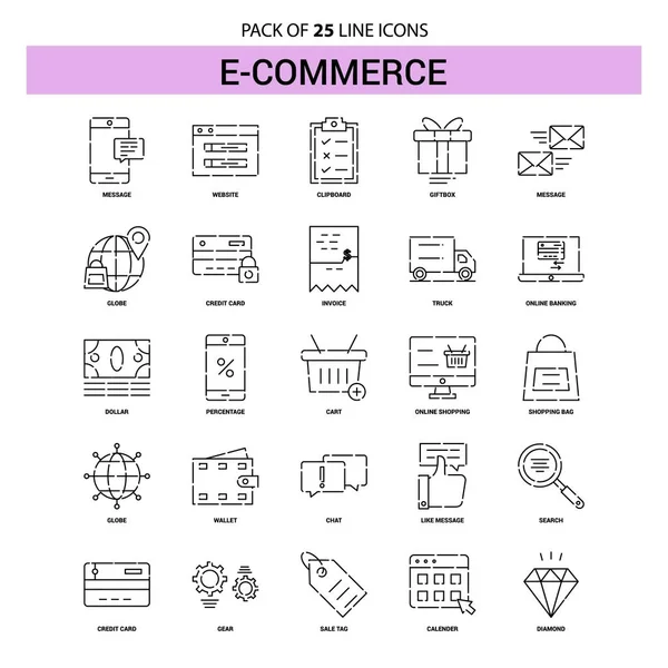 电子商务线图标集 虚线轮廓样式 — 图库矢量图片