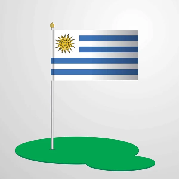 ウルグアイの旗のポール ベクトル イラスト — ストックベクタ