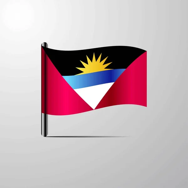 Antigua Barbuda Ondeando Shiny Flag Vector Diseño — Vector de stock