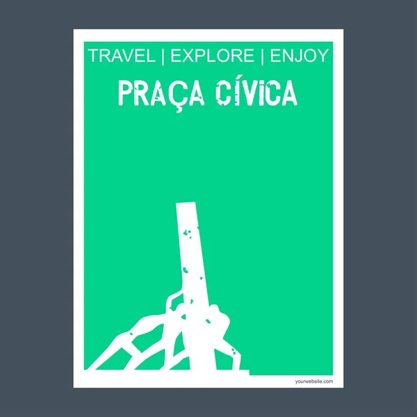 Praca Civiva Goiania Brasil Monumento Folleto Hito Estilo Plano Tipografía — Vector de stock