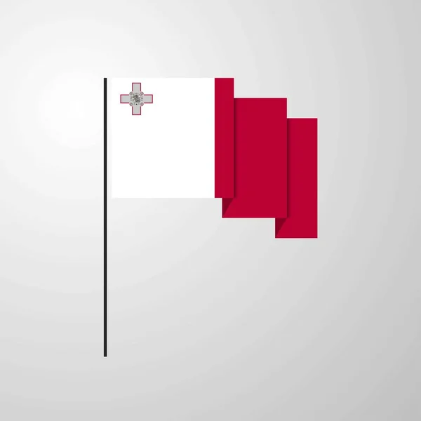 Malta Ondeando Bandera Fondo Creativo — Archivo Imágenes Vectoriales
