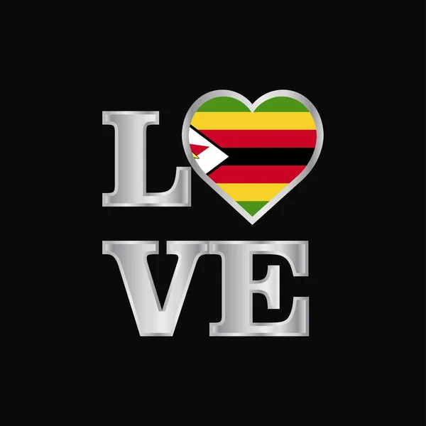 Amor Tipografía Zimbabwe Bandera Diseño Vector Hermoso Letras — Archivo Imágenes Vectoriales