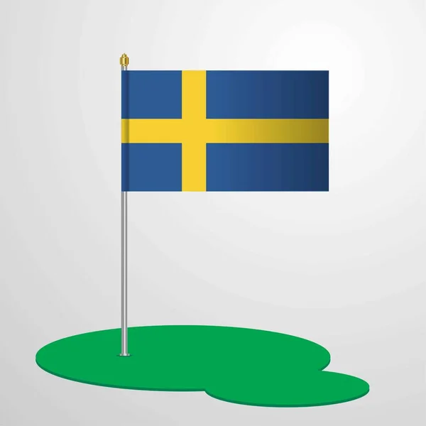 Sverige Flaggstång Vektorillustration — Stock vektor