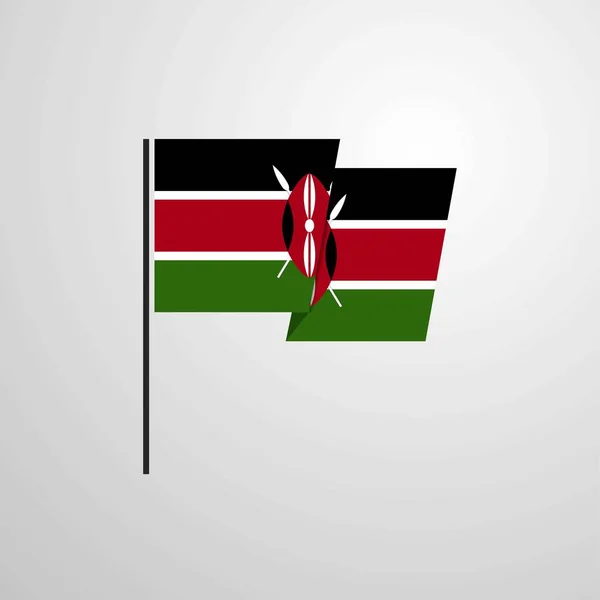 Kenia Zwaaien Vlag Ontwerp Vector — Stockvector