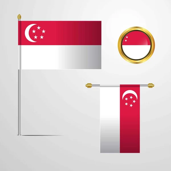 Singapur Bayrağı Simge Vektör Çizim — Stok Vektör