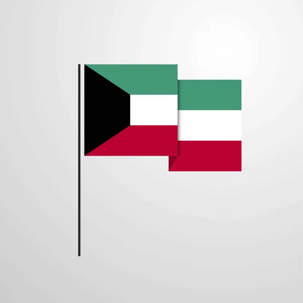 Kuwait Acenando Vetor Design Bandeira —  Vetores de Stock