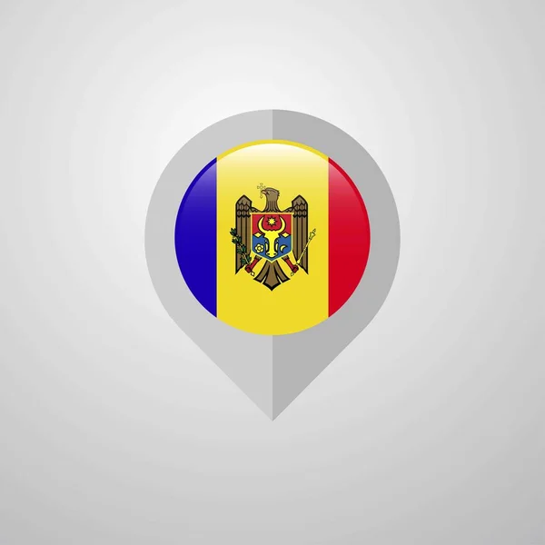 Kaartnavigatie Wijzer Met Moldavië Vlag Ontwerp Vector — Stockvector