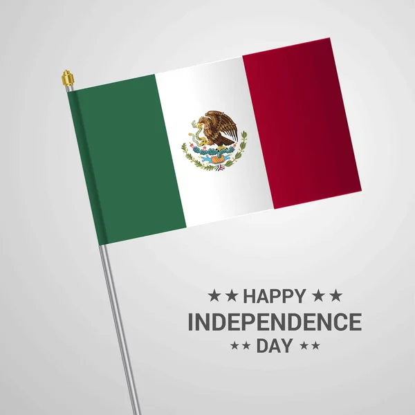 México Día Independencia Diseño Tipográfico Con Vector Bandera — Vector de stock