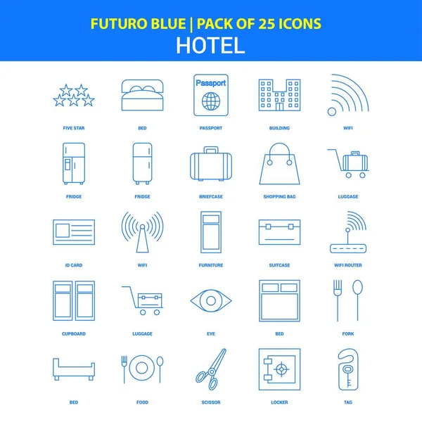 Hotel Iconos Futuro Blue Icon Pack — Vector de stock
