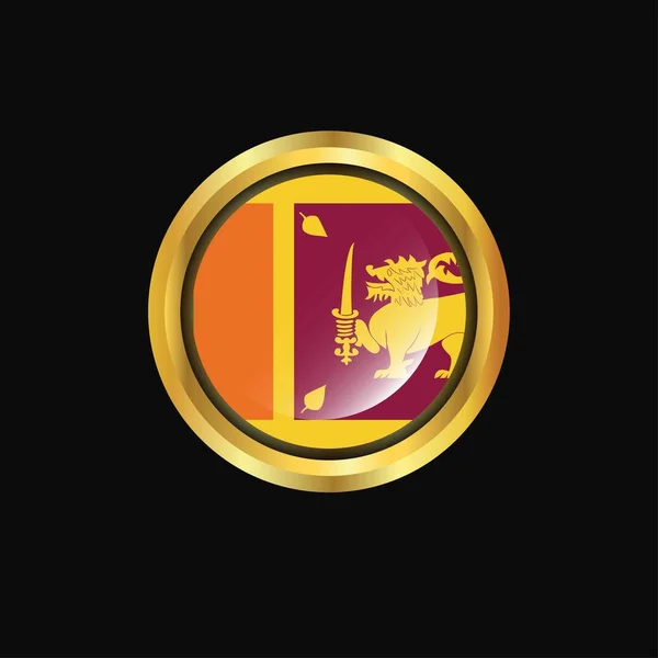 Flaga Sri Lanka Złoty Przycisk — Wektor stockowy