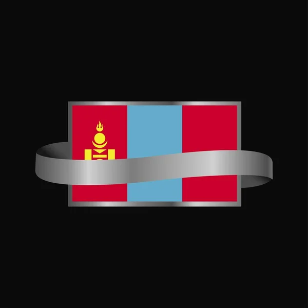 Mongolië Vlag Lint Banner Ontwerp — Stockvector