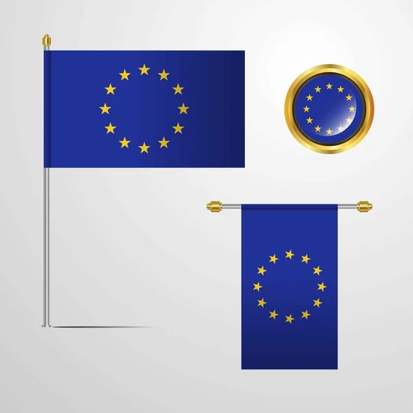 Avrupa Birliği Bayrağı Simge Vektör Çizim — Stok Vektör
