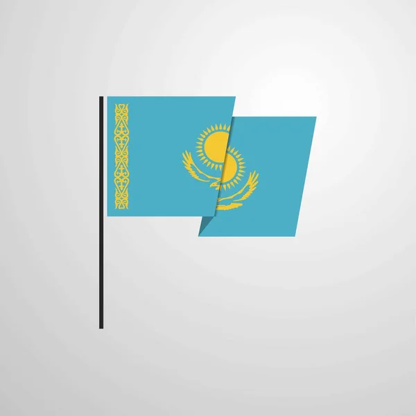 Kazachstan Machający Wektor Projektu Flagi — Wektor stockowy
