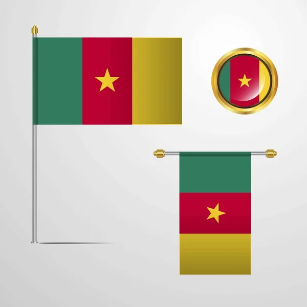 Drapeau Cameroun Icône Vectoriel Illustration — Image vectorielle