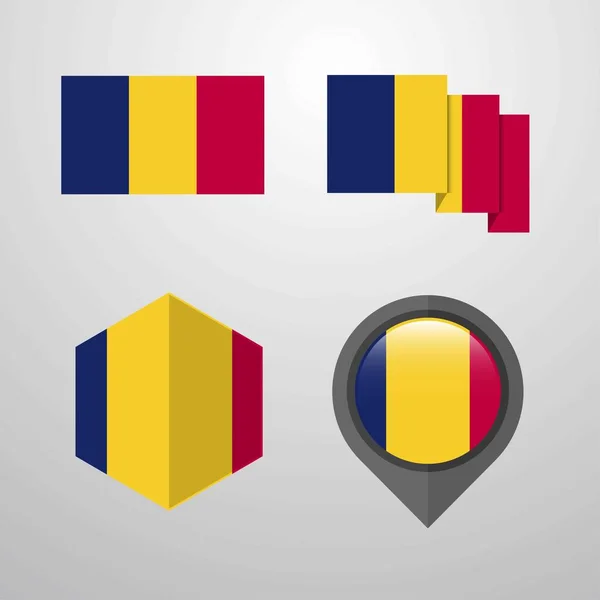 Chad Flagge Design Set Vektor — Stockvektor