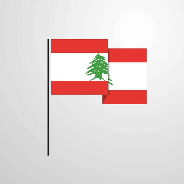 Lebanon Waving Flag Design Vector — Stock Vector