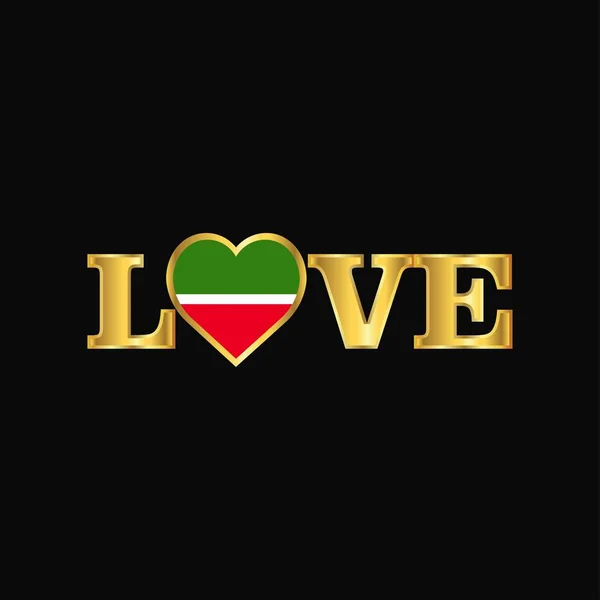 Tipografia Golden Love Tatarstan Flag Design Vector — Vettoriale Stock