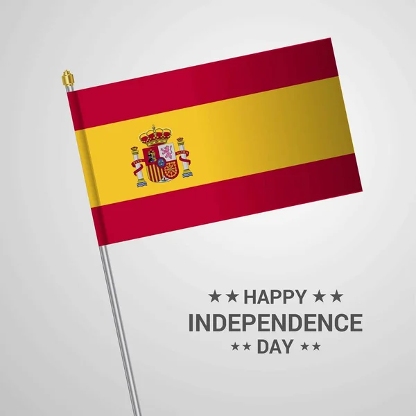 Španělsko Nezávislost Den Typografické Design Vlajky Vektor — Stockový vektor