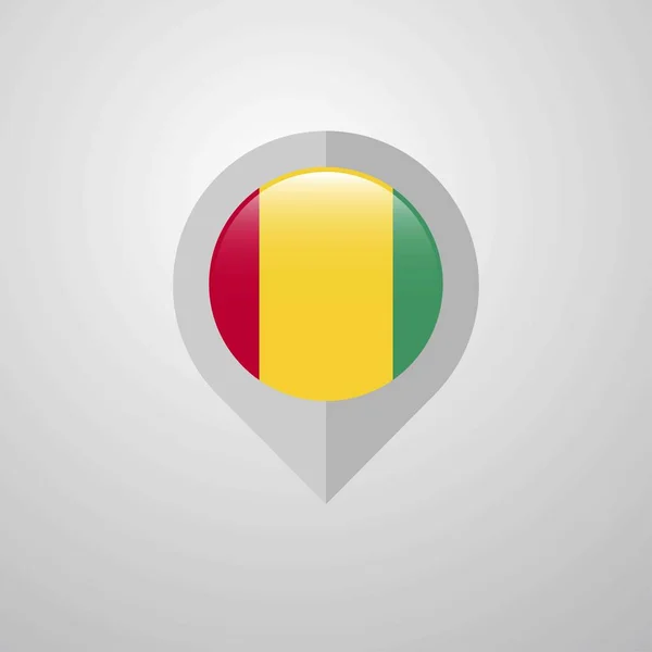 带有几内亚标志设计向量的地图导航指针 — 图库矢量图片