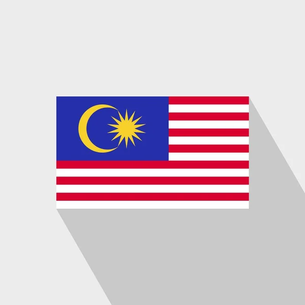 Malasia Bandera Long Shadow Vector Diseño — Vector de stock