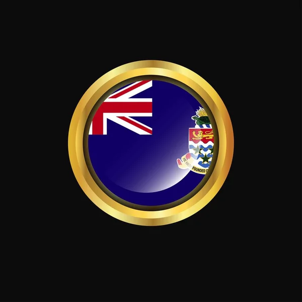 Kajmanské Ostrovy Vlajka Zlaté Tlačítko — Stockový vektor
