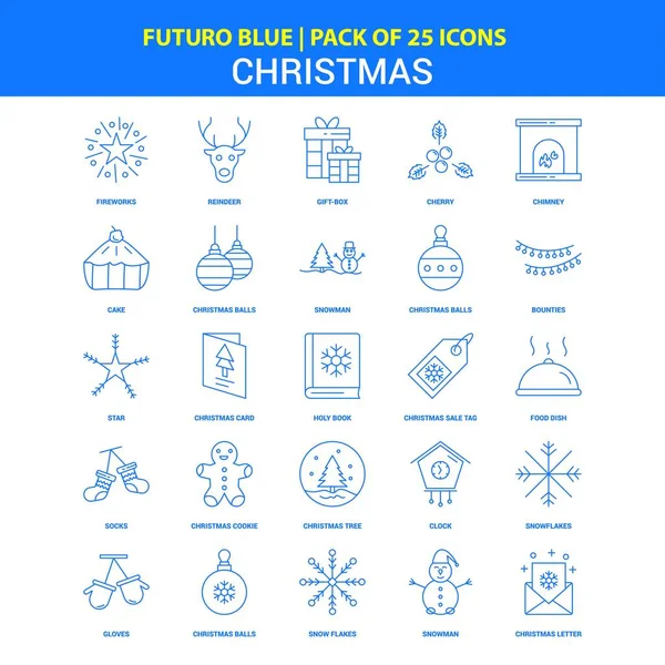 Iconos Navidad Futuro Blue Icon Pack — Vector de stock