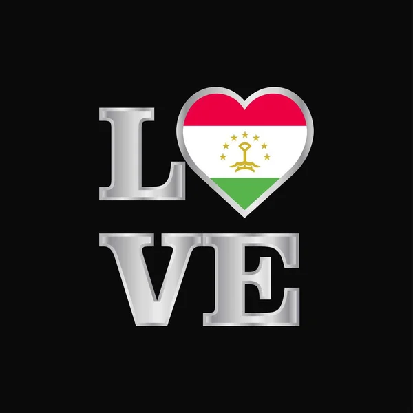 Amore Tipografia Tagikistan Bandiera Disegno Vettore Bella Lettering — Vettoriale Stock