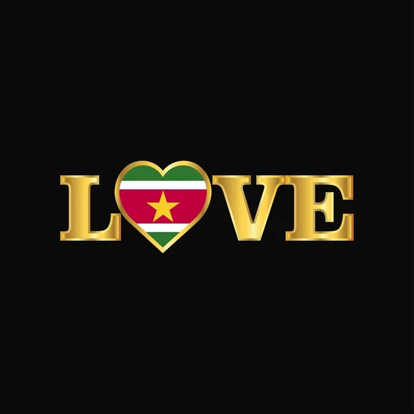 Tipografia Amor Dourado Vetor Design Bandeira Suriname —  Vetores de Stock