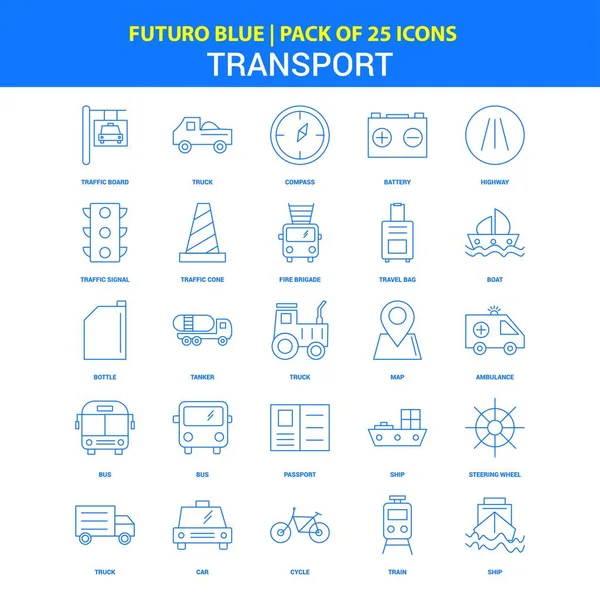 Transport Icons Futuro Blue Icon Pack — Stock Vector