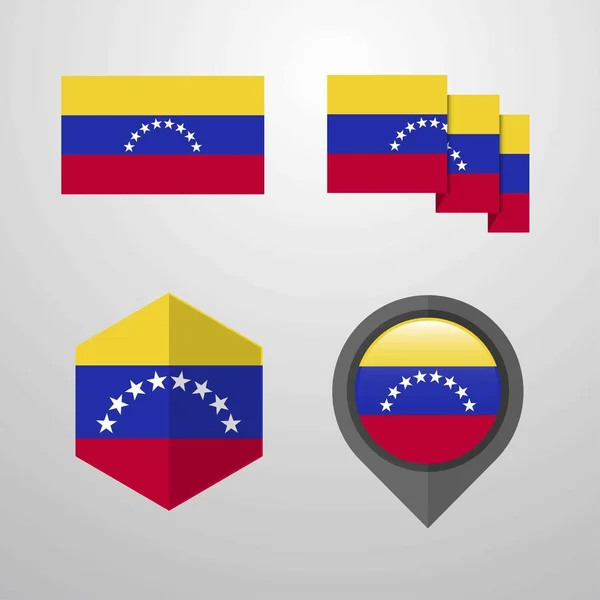 Venezuela Bandera Diseño Conjunto Vector — Archivo Imágenes Vectoriales