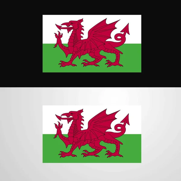 Wales Flagga Banner Design — Stock vektor