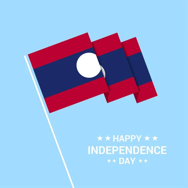 Bayrak Vektör Ile Laos Bağımsızlık Günü Tipografik Tasarım — Stok Vektör