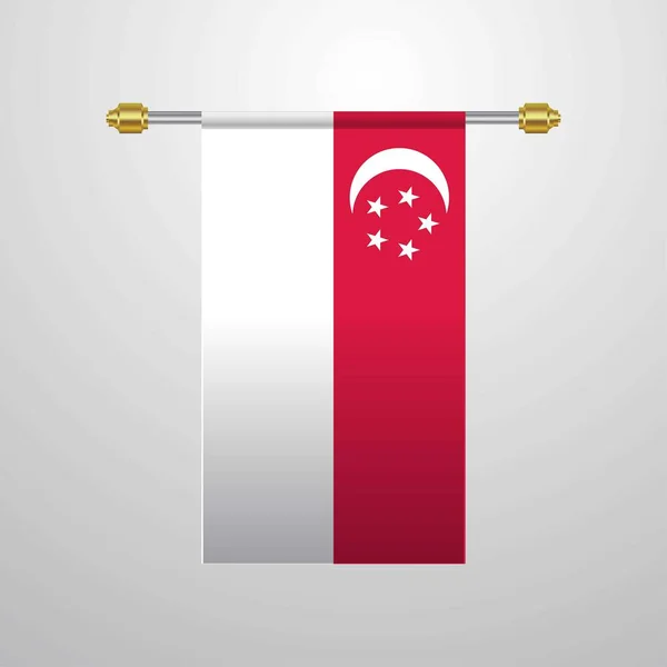 Singapore Hängende Flagge Vektorillustration — Stockvektor