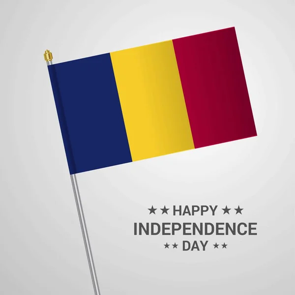 乍得独立日版式设计与旗帜向量 — 图库矢量图片