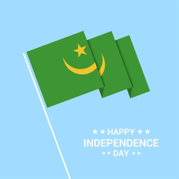 Mauritanie Jour Indépendance Conception Typographique Avec Vecteur Drapeau — Image vectorielle
