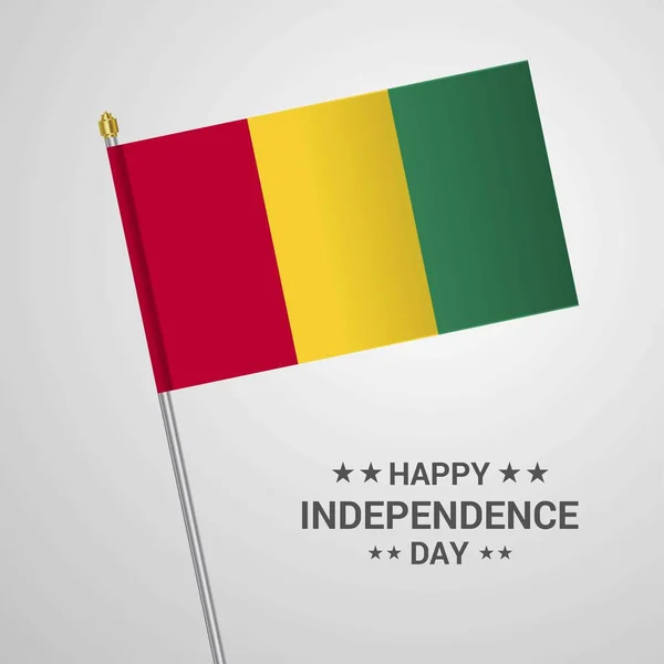 Bayrak Vektör Ile Gine Bağımsızlık Günü Tipografik Tasarım — Stok Vektör