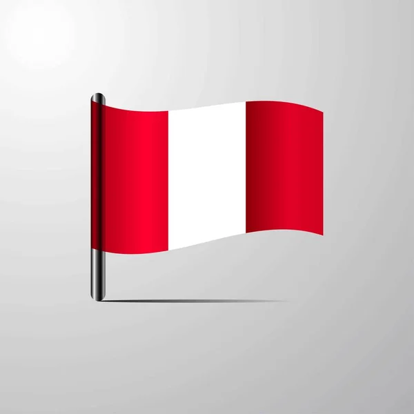 Perú Ondeando Shiny Flag Vector Diseño — Vector de stock