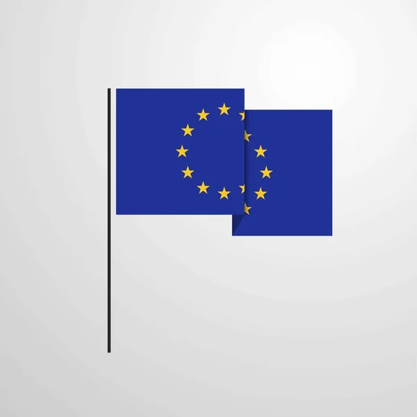Unión Europea Ondeando Vector Diseño Bandera — Vector de stock