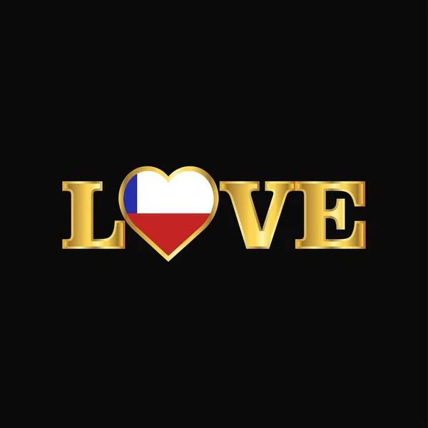 Golden Love Tipografía Chile Bandera Diseño Vector — Vector de stock