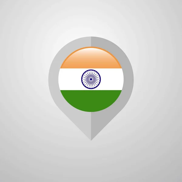 Mappa Indicatore Navigazione Con India Flag Design Vector — Vettoriale Stock