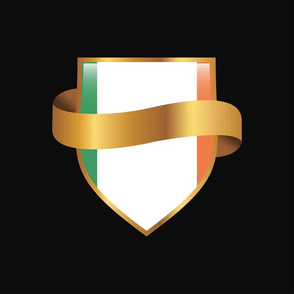 Bandera Irlanda Golden Badge Design Vector — Vector de stock