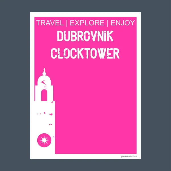 Dubrovnik Clocktower Croacia Monumento Folleto Hito Estilo Plano Tipografía Vector — Vector de stock