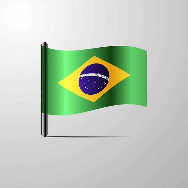 Brazil Waving Shiny Flag Design Vector — Stock Vector