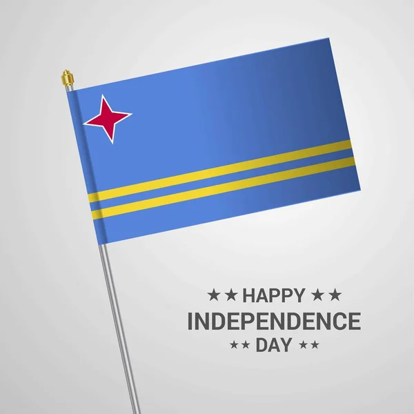 Rancangan Tipografi Hari Kemerdekaan Aruba Dengan Vektor Bendera - Stok Vektor