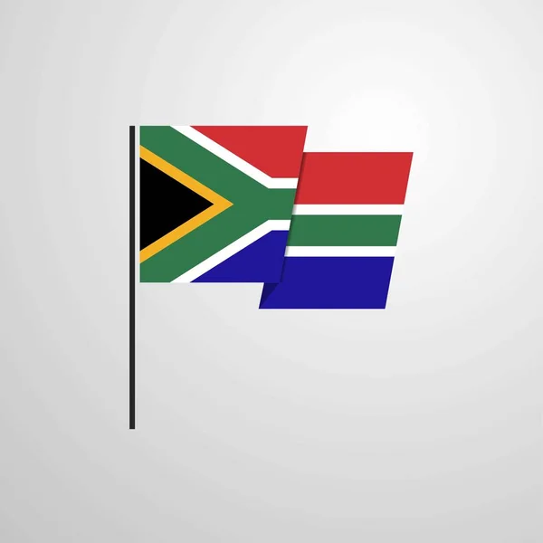 Sudáfrica Ondeando Vector Diseño Bandera — Vector de stock