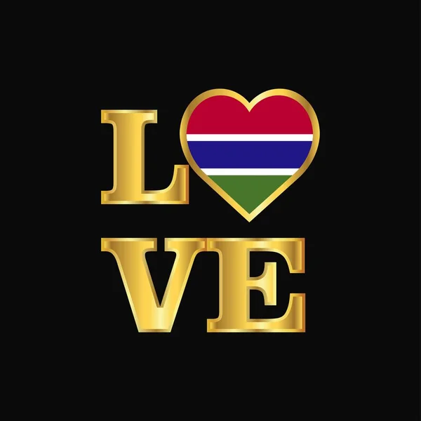 Tipografía Amor Gambia Flag Design Vector Gold Lettering — Archivo Imágenes Vectoriales
