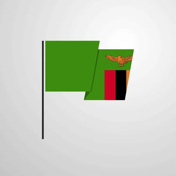 Zambia Ondeando Bandera Diseño Vector — Vector de stock