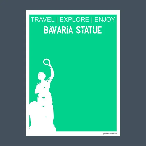 Estatua Baviera Monumento Munich Folleto Hito Estilo Plano Tipografía Vector — Vector de stock